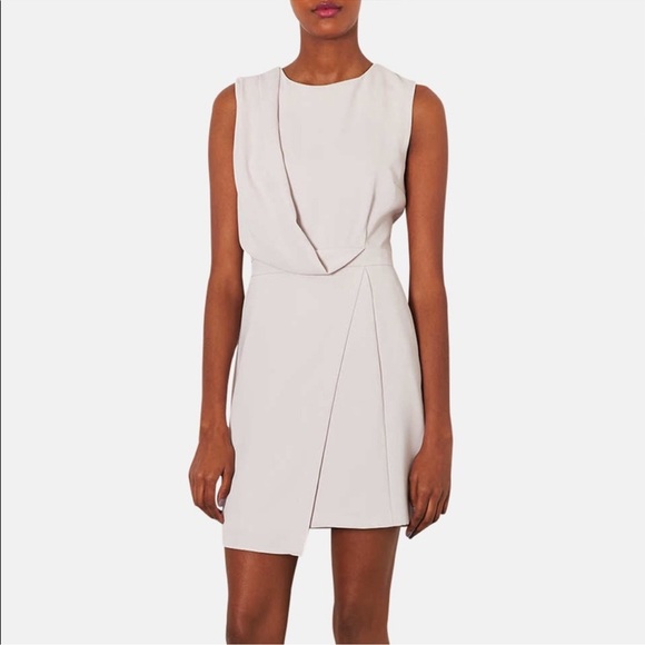 Topshop Dresses & Skirts - Topshop Pale Dove Gray Crossover Front Envelope Hem Dress  6